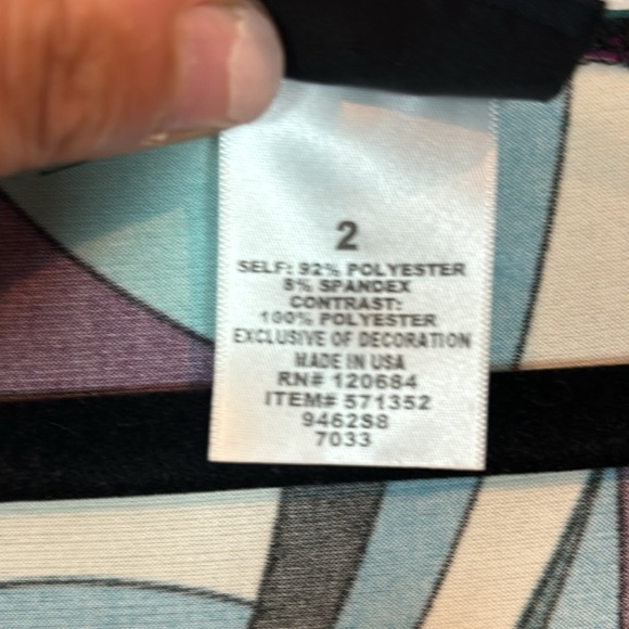 Torrid Women's Y2K Retro plunge v-neck colorful geometric tie waist sz 2 office - Picture 7 of 14